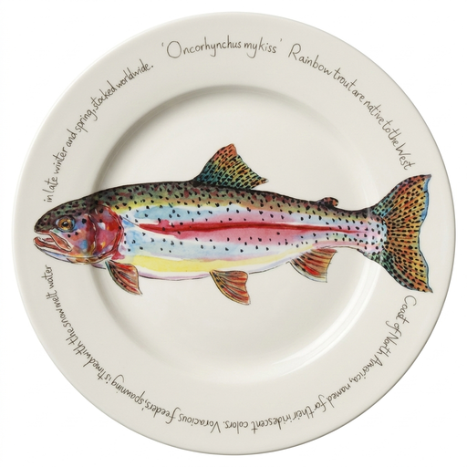Rainbow Trout 30cm Flat Rimmed Plate