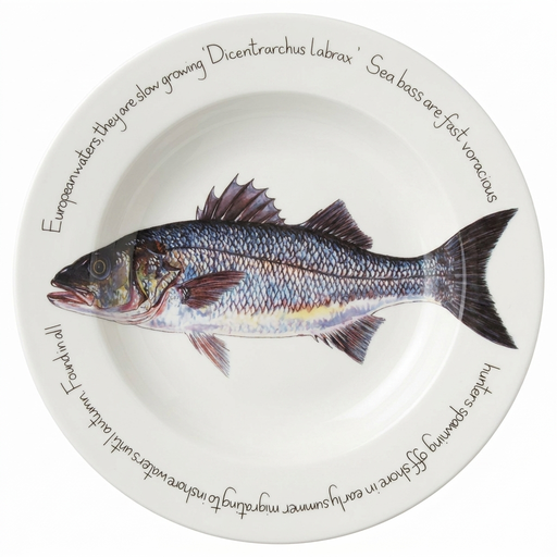 Sea Bass 30cm Deep Rimmed Plate