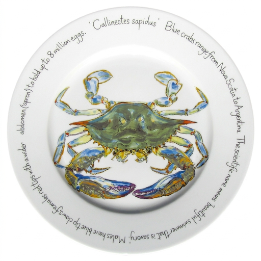 Blue Crab 30cm Flat Rimmed Plate