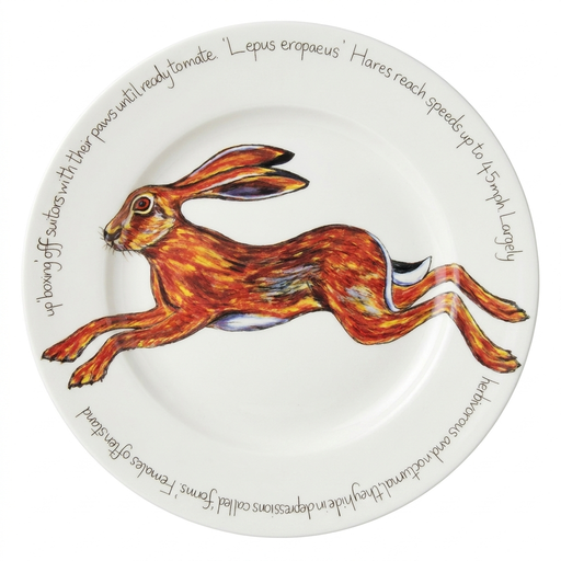 Hare Leaping 30cm Flat Rimmed Plate