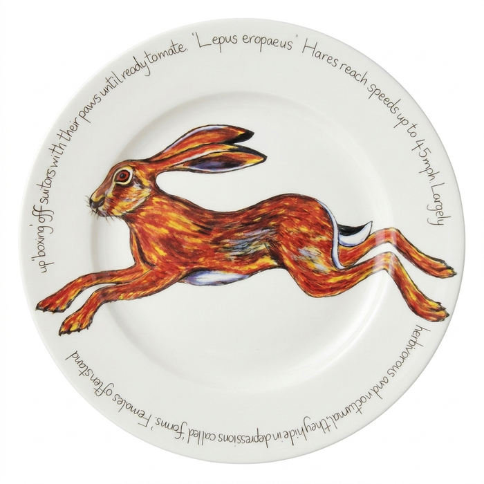 Hare Leaping 30cm Flat Rimmed Plate