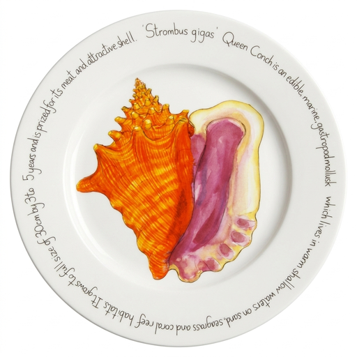 Conch Shell 30cm Flat Rimmed Plate