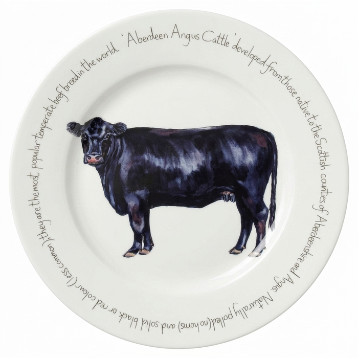 Aberdeen Angus Cow 30cm Flat Rimmed Plate