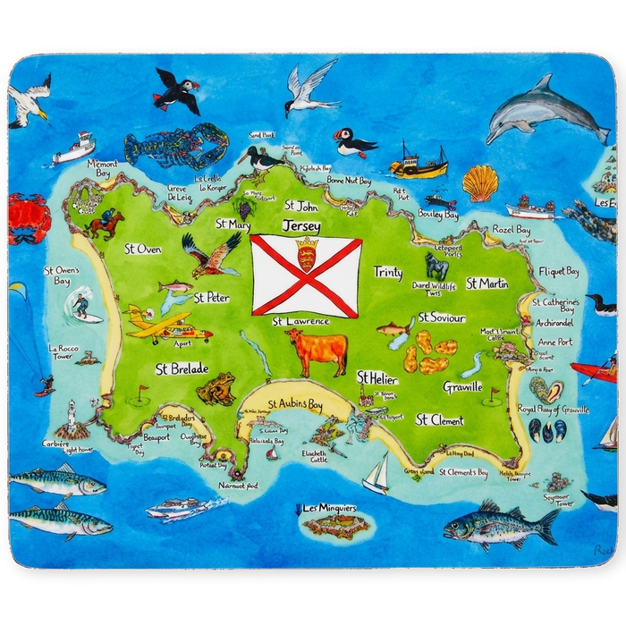 Jersey Island Map in the Channel Islands Tablemat (made to order)