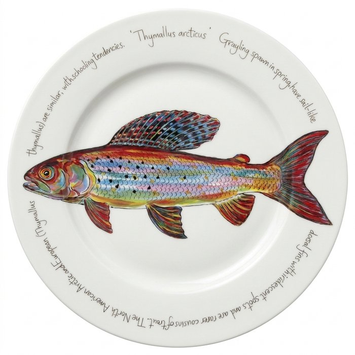 Arctic Grayling Trout 30cm Flat Rimmed Plate