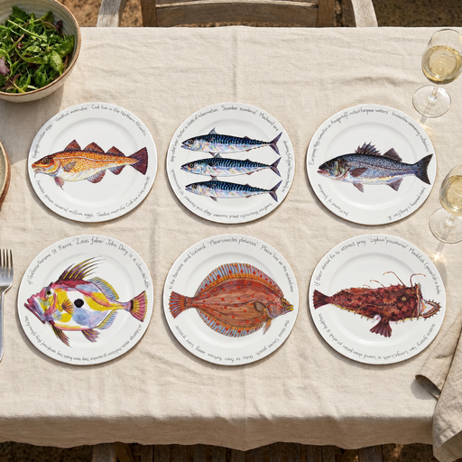 Sea Fish Large Dinner Plate Set of 6 by Richard Bramble