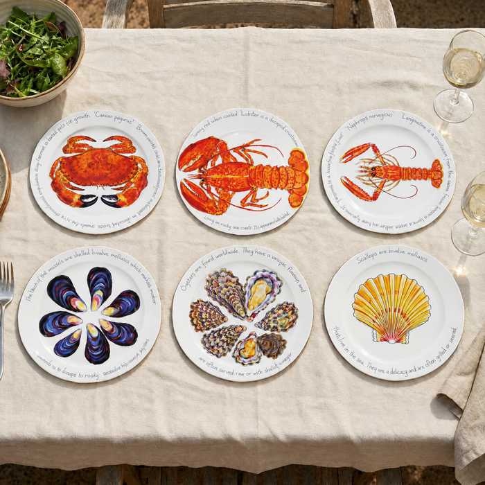 Fruits de Mer Large Dinner Plate Set of 6 by Richard Bramble