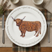 Highland Cow 30cm flat rimmed plate lifestyle image