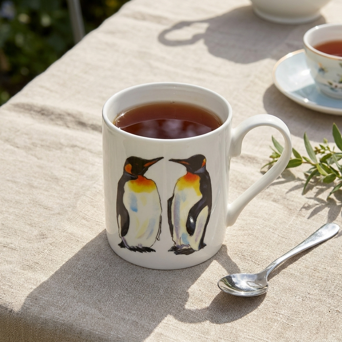 King Penguin Mug (medium straight sided) styled on the table