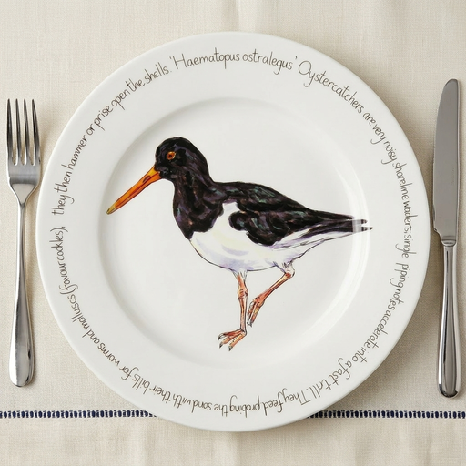 Oystercatcher Standing 30cm flat rimmed plate lifestyle image