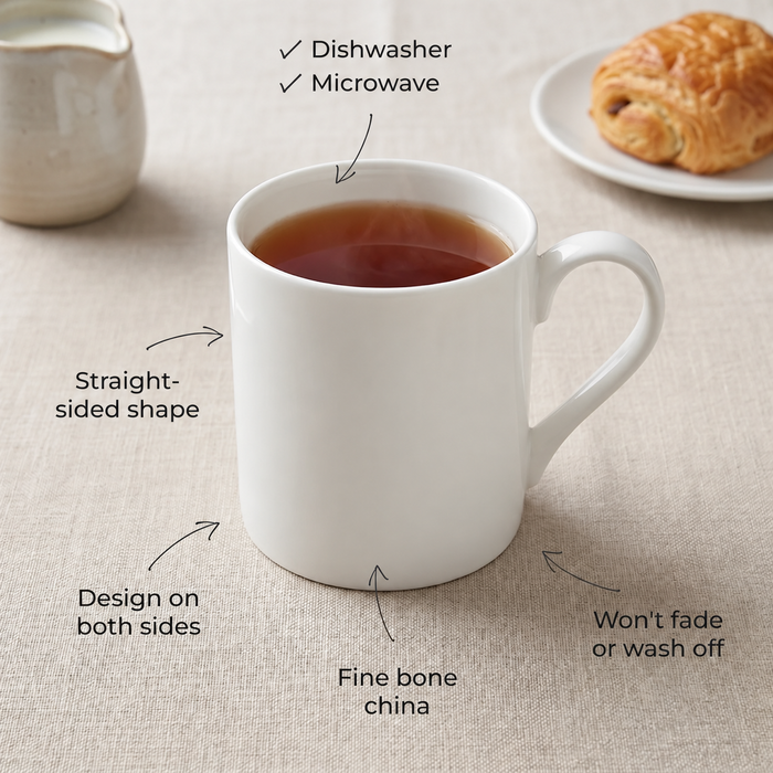 Puffin Mug (medium straight sided) in use