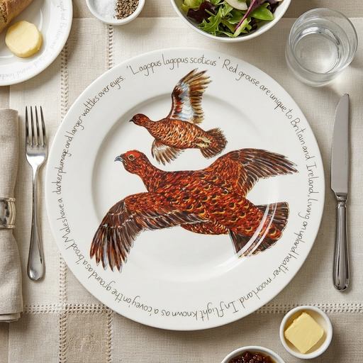 Red Grouse 30cm flat rimmed plate lifestyle image