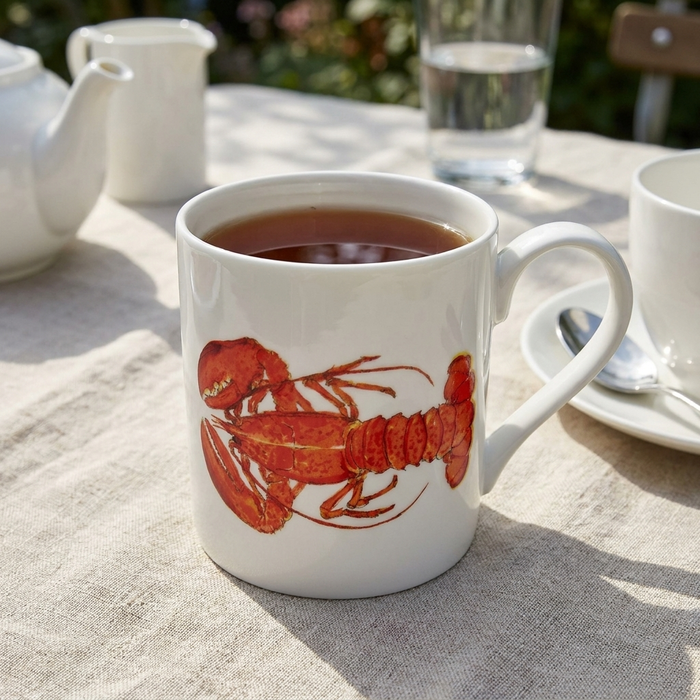 Red Lobster Mug (medium straight sided) styled on the table