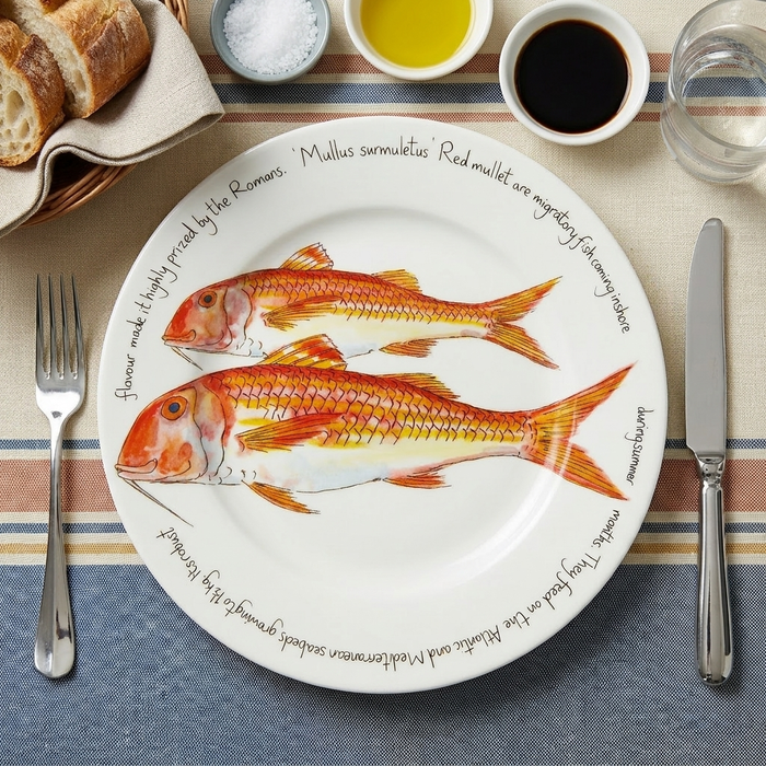 Red Mullet 30cm Flat Rimmed Plate styled on the table