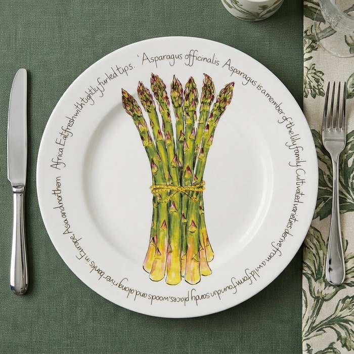 Asparagus 30cm Flat Rimmed Plate styled on the table