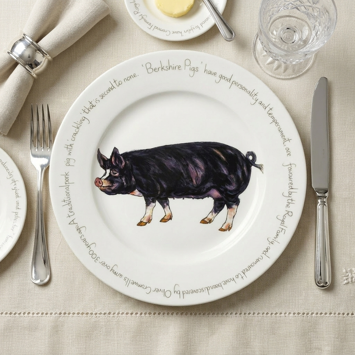 Berkshire Pig 30cm Flat Rimmed Plate (limited edition) styled on the table
