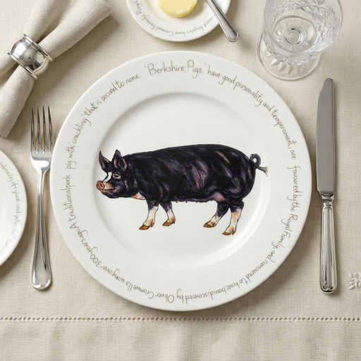 Berkshire Pig 30cm flat rimmed plate lifestyle image