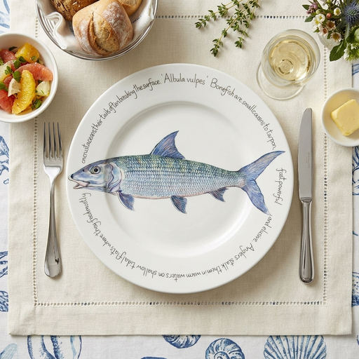 Bonefish 30cm flat rimmed plate lifestyle image