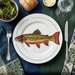 Brook Trout 30cm flat rimmed plate lifestyle image