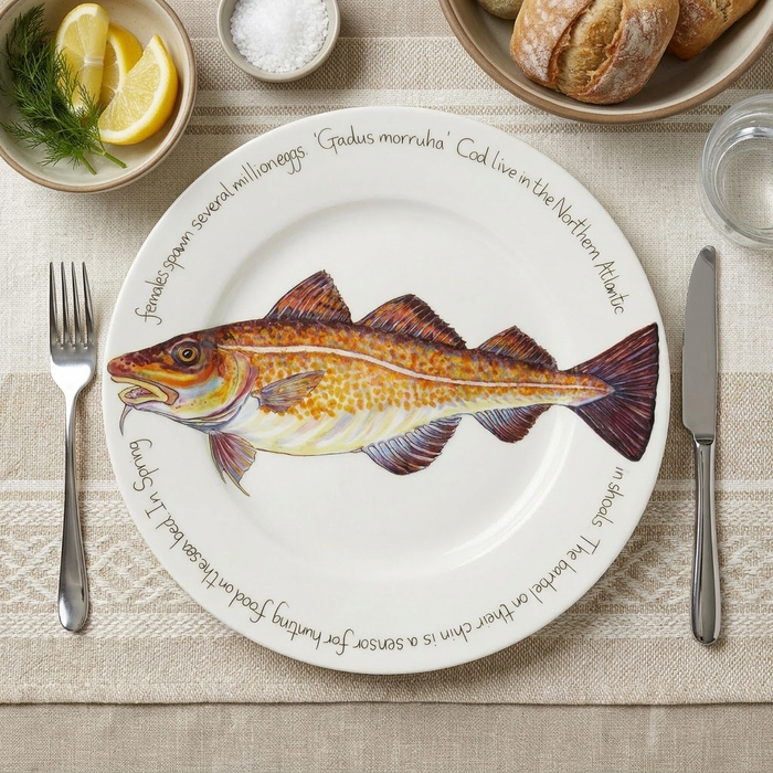 Cod 30cm Flat Rimmed Plate styled on the table