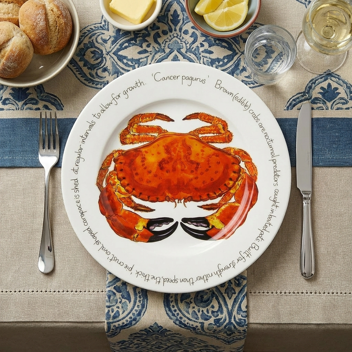 Crab 30cm Flat Rimmed Plate styled on the table