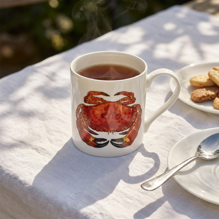 Crab & Lobster Mug (large size) styled on the table