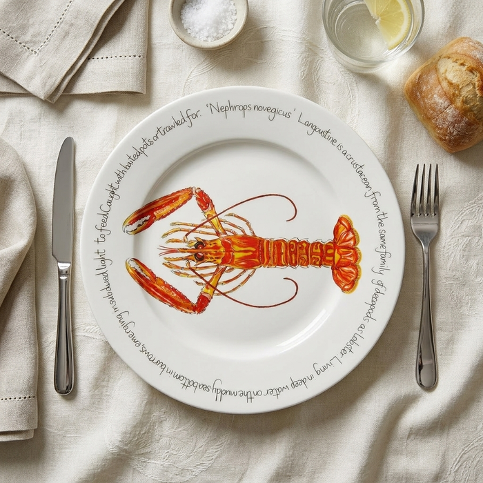 Langoustine 30cm Flat Rimmed Plate styled on the table