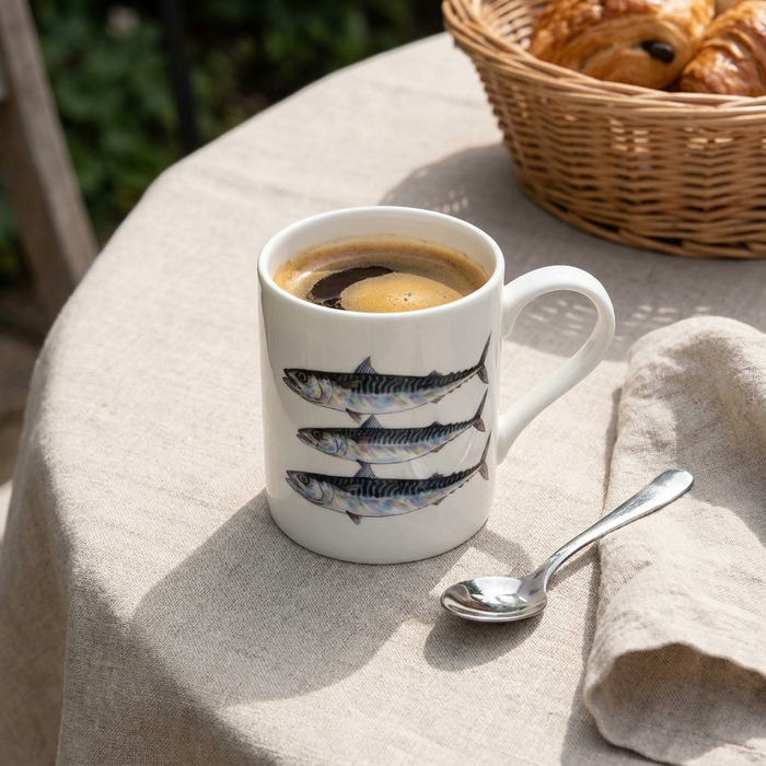 Mackerel & John Dory Small Mug styled on the table