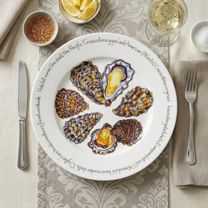 Oysters 30cm Flat Rimmed Plate styled on the table
