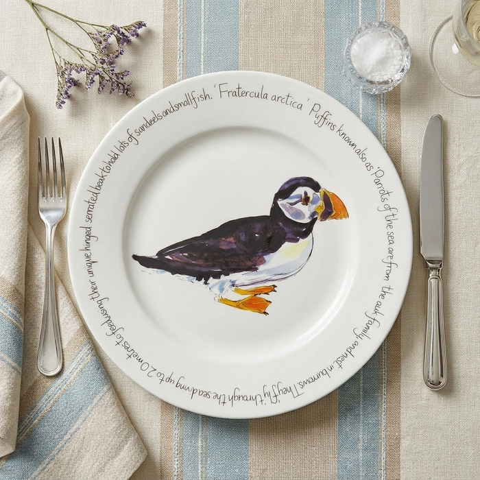 Puffin Walking 30cm Flat Rimmed Plate styled on the table