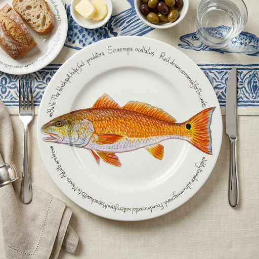 Red Drum 30cm flat rimmed plate lifestyle image
