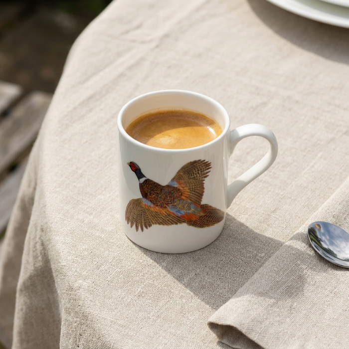 Ring-necked Pheasant Small Mug styled on the table