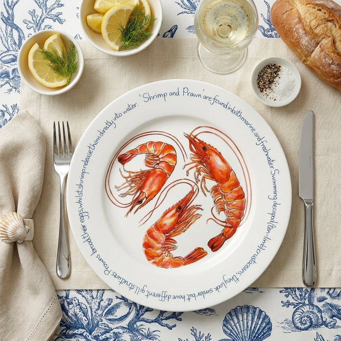 Shrimp & Prawn 30cm Flat Rimmed Plate styled on the table