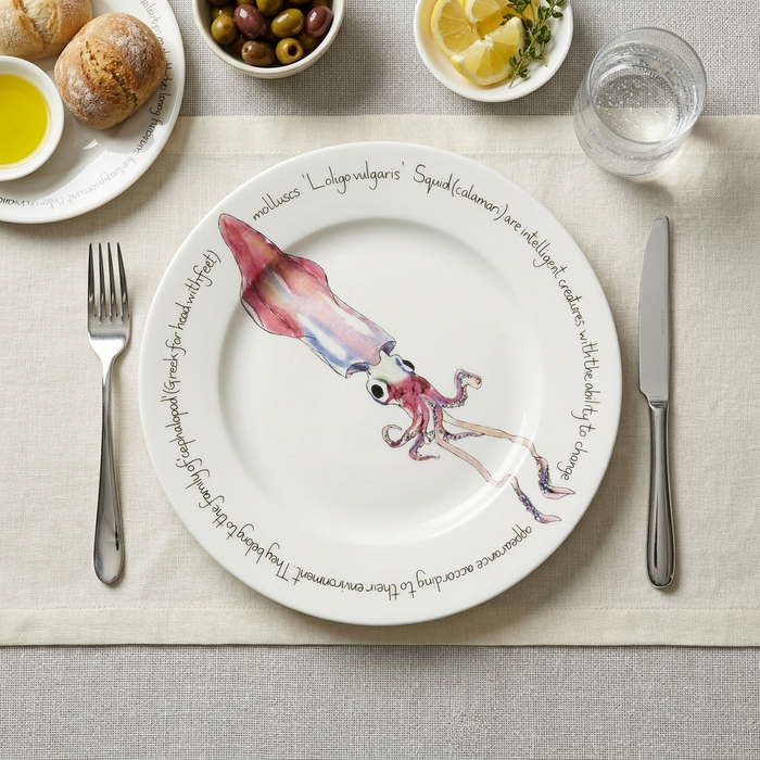 Squid 30cm Flat Rimmed Plate styled on the table