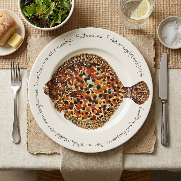 Turbot 30cm Flat Rimmed Plate styled on the table
