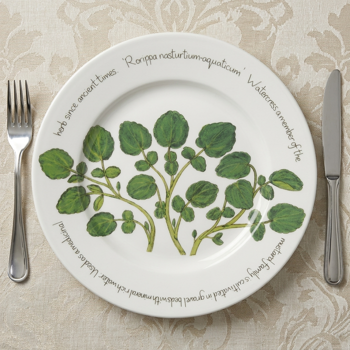 Watercress 30cm Flat Rimmed Plate styled on the table