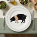 Saddleback Pig 30cm flat rimmed plate lifestyle image