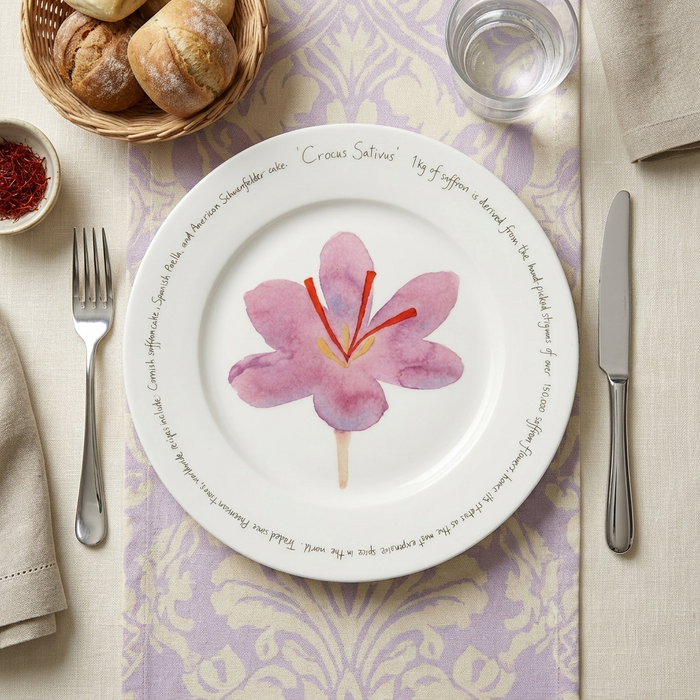 Saffron 30cm Flat Rimmed Plate Limited edition styled on the table