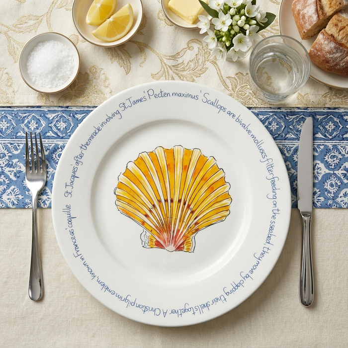 Scallop 30cm Flat Rimmed Plate styled on the table