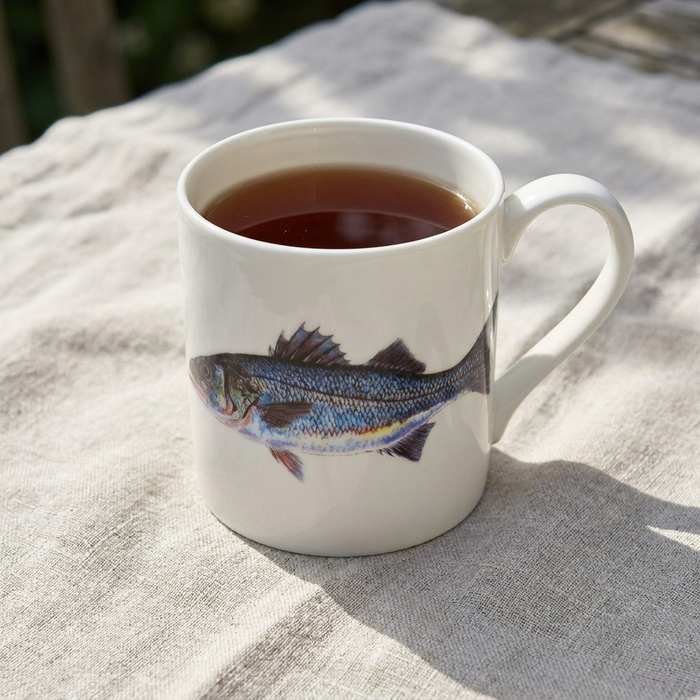 Sea Bass Mug (large size) styled on the table