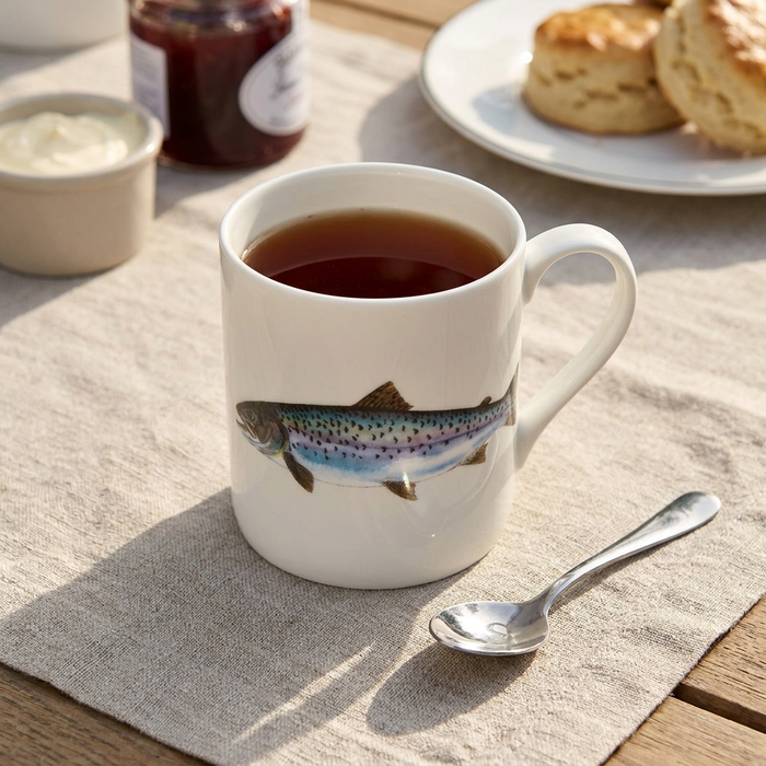 Sea Trout Mug (large size) styled on the table