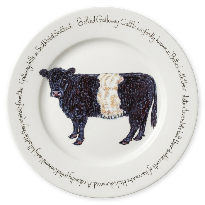 Cattle Breeds Large Dinner Plate Set of 6 size & rim guide