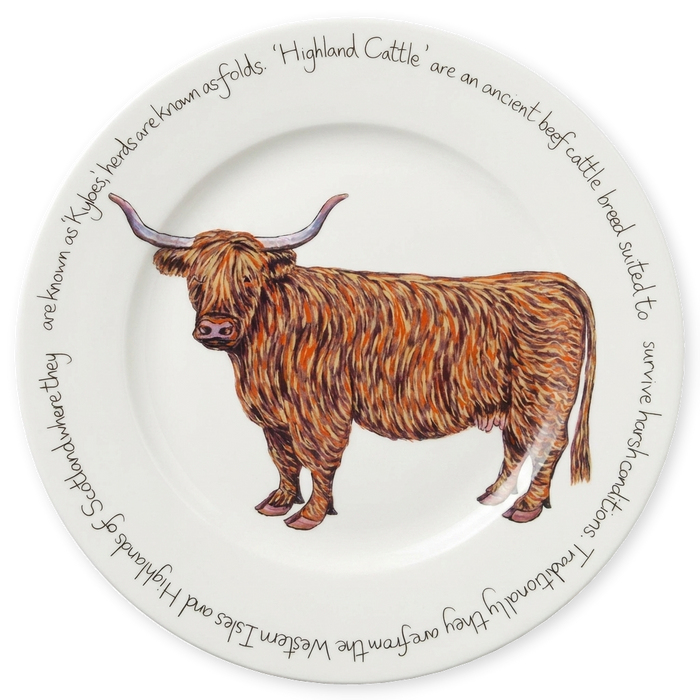 Cattle Breeds Large Dinner Plate Set of 6 styled on the table