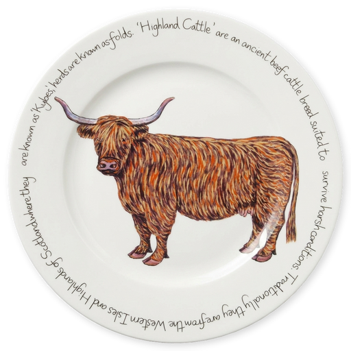 Highland Cow 30cm flat rimmed plate