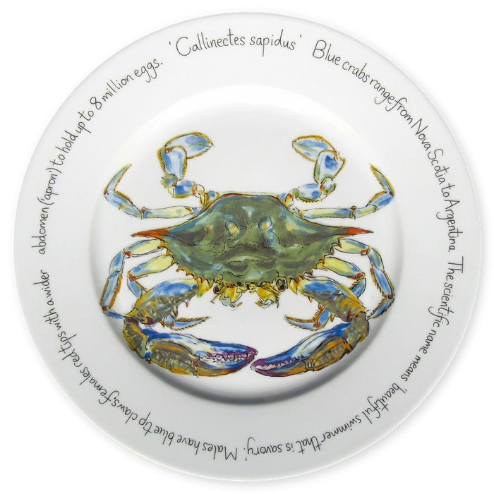 Blue Crab 30cm flat rimmed plate