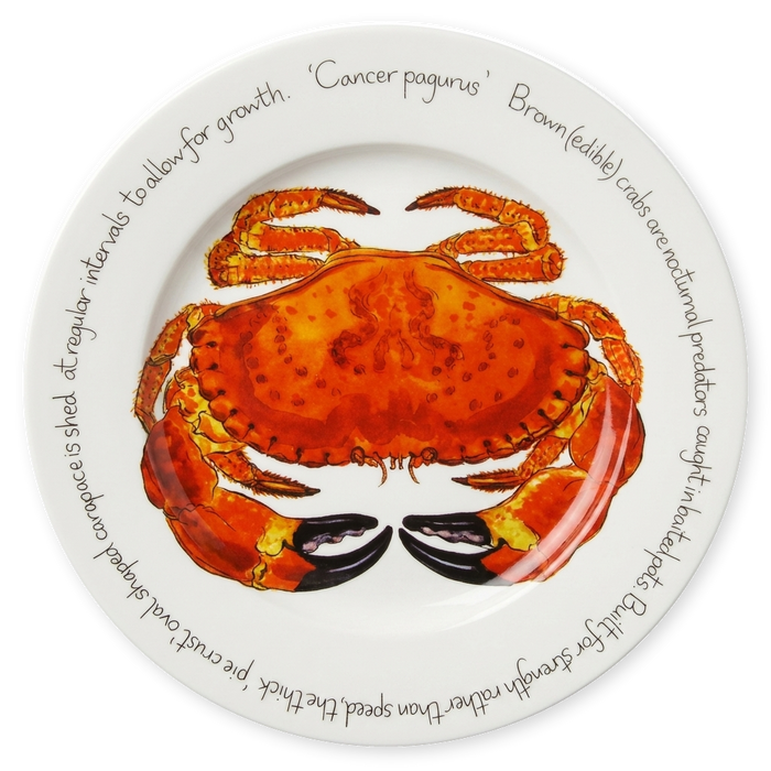 Brown Crab 30cm flat rimmed plate