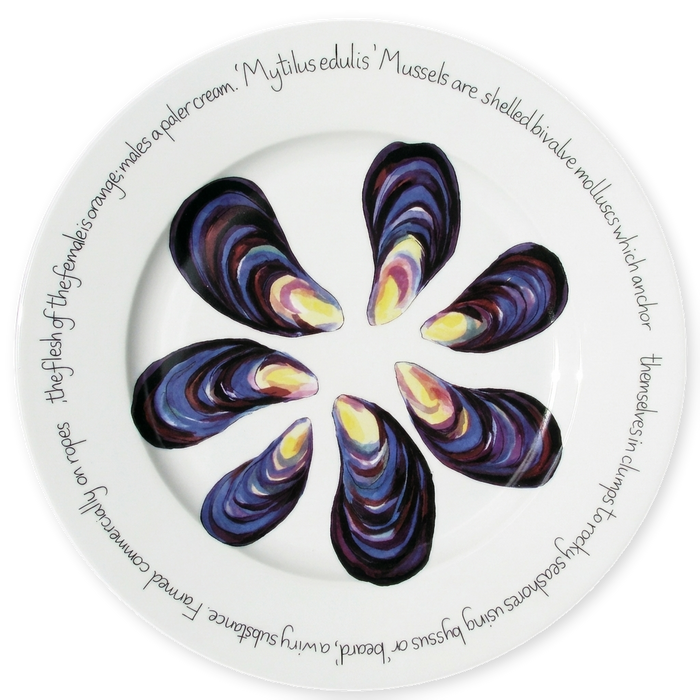 Mussels 30cm flat rimmed plate