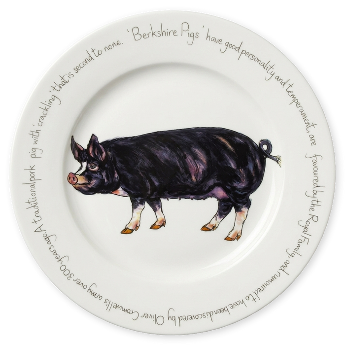 Pig Breeds Large Dinner Plate Set of 6 styled on the table