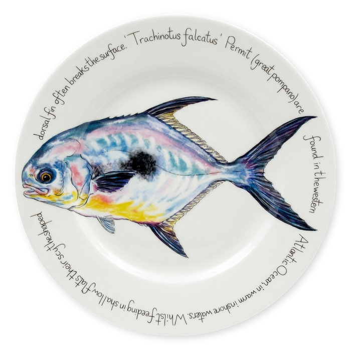 Saltwater Gamefish Large Dinner Plate Set of 6 styled on the table
