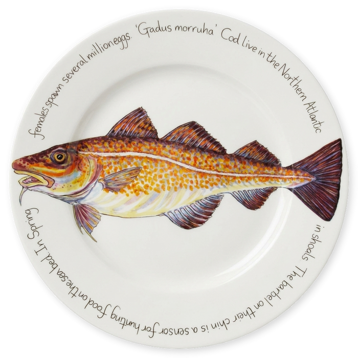Sea Fish Large Dinner Plate Set of 6 styled on the table